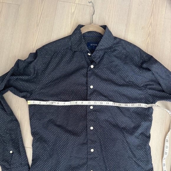 Eton Blue Shirt - Polka Dots NWOT Size M 39 - 15 1/2 - Picture 5 of 9